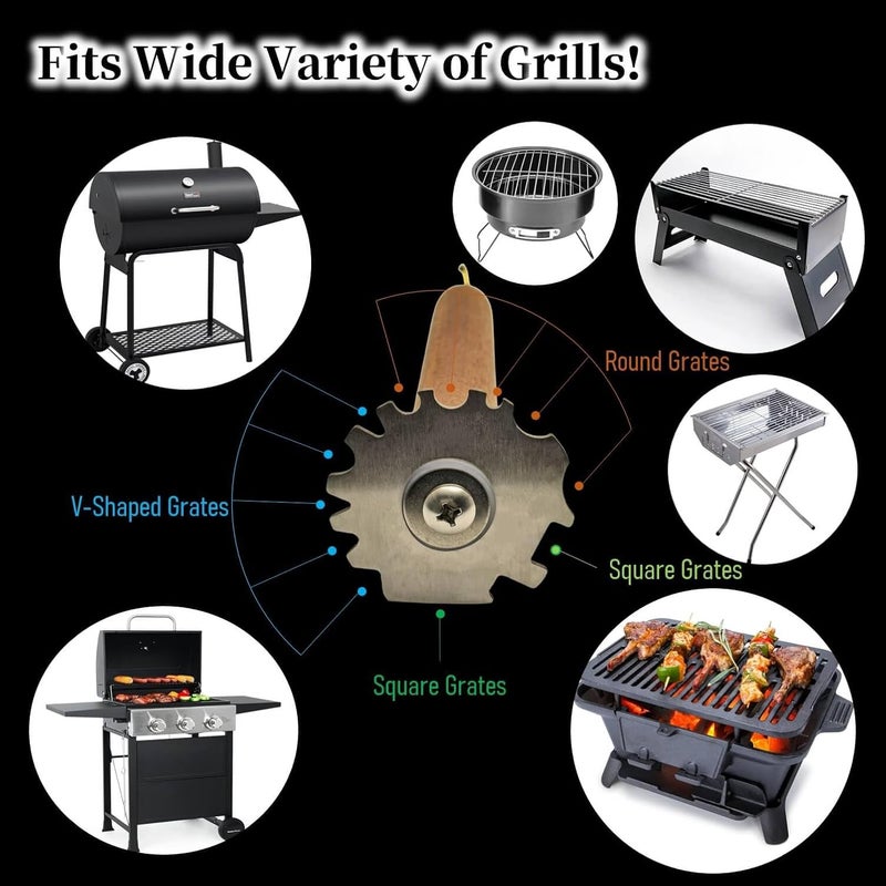iNenya Grill Scraper for BBQ Grate and Griddle, Bristle-Free, 8.3” Wooden Handle – Safe Grill Cleaner for Outdoor Grills, Includes Round and V-Shaped Grooves – Grilling Accessories for Men - Image 5